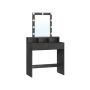 Makeup table with mirror and LED lighting, black