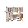 Adjustable clothes rack to the ceiling, 3 tiers, matte black