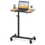 Adjustable height side table with swivel top, brown