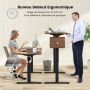 Height-adjustable desk, electric, brown/black, 140 × 60 × 73–122 cm