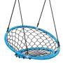 Adjustable mesh swing for children, with a round base, blue color