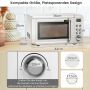 Retro microwave oven, 20 l, 5 levels, 8 modes, White, 44 × 26 × 36 cm
