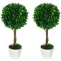 Set of 2 artificial plants Homcom 28x28x60cm., green/white