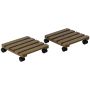 Set of 2 flower stands on wheels Outsunny 30x30x7cm., brown/black
