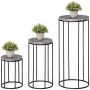 Set of 3 Outsunny flower stands, grey/black