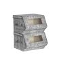 Set of 2 fabric storage boxes, gray