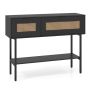 Rattan console table, 2 compartments and open shelf, 100 × 76 × 29.5 cm