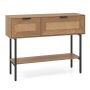 Rattan console table, 2 compartments and open shelf, 100 × 76 × 29.5 cm