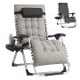 SONGMICS folding sun lounger, grey, 90 × 110 × 65 cm