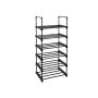 Metal shoe rack, 6 compartments, black