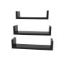 U wall shelf set, 3 pieces, black