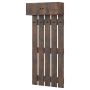 Wall-mounted clothes rack, 5 hooks and shelf, Brown, 90 × 211 × 33 cm