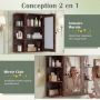 Wall-mounted bathroom cabinet with mirror, 9 compartments, 66 × 16.5 × 63 cm