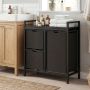 Laundry basket, 3 removable bags, Black, 65.5 × 33 × 72 cm