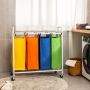 Laundry sorting bag, 4 compartments, 136 l, Green/blue/orange/yellow, 81.28 × 85.09 × 39.37 cm