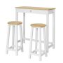 Set of 2 bar stools with tables, white/light brown