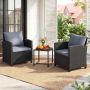 Garden furniture set, 3-piece, 2 chairs, Black/grey, 40 × 40 × 40 cm