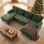 Sofa bed, U-shaped, 5-6 seats, Green, 258 × 125 × 71.5 cm