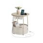 VASAGLE side table, round, with power outlet and basket, Ø 45 × 50 cm