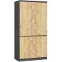 Vaatekaappi AKORD S90, 4 ovea, harmaa/ruskea, 90 × 180 × 51 cm