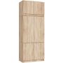 Vaatekaappi AkordV2 S90, 6 ovea ja 6 hyllyä, ruskea, 90 × 235 × 51 cm