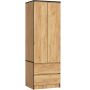 Vaatekaappi STAR S60, 2 ovea, 2 laatikkoa, ruskea, 60 × 180 × 51 cm