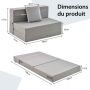 Folding sofa bed, 3-piece with cushion, 99.06 × 74.93 × 62.23 cm