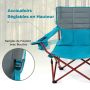 Folding tourist chair, 2-seater, 272 kg, Blue, 147 × 69 × 82 cm