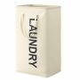 SONGMICS Folding Laundry Basket, 80 l, White, 40 × 68 × 30 cm