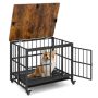 Foldable dog cage, with tray and wheels