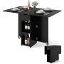 Folding dining table, 2 shelves, 1 drawer, Black, 120 × 72 × 75 cm