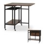 Folding kitchen table, with bottle rack, Brown, 80 × 75 × 75 cm