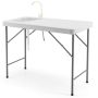 Folding fish cleaning table, with sink, White, 115 × 59 × 93.5 cm