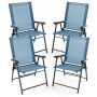 Folding outdoor chairs, 4 pcs, Blue, 65 × 93 × 60 cm