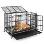 Dog cage, Foldable, with 4 wheels, 96 × 65 × 77 cm or 120 × 76 × 90 cm