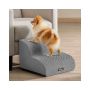 Feandrea Dog Stairs, 2 Steps, Gray, 40 × 40 × 30 cm