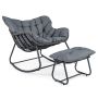 Outdoor rocking chair, egg-shaped, with footrest, 98 × 98 × 80 cm