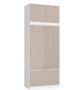 Wardrobe NORE S90 with mezzanines, white/cream
