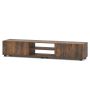 TV stand with 2 doors and open shelves, 160x35x30 cm, rustic brown