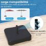 Terrace umbrella, double-sided, 48 LED lights, base with 2 sandbags, sand, 470 × 280 × 251 cm