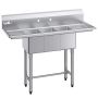 Kolmialtainen allas VEVOR JC-S3C101410-12LR-318, 2 laskutilaa, 1372 × 508 × 1097 mm