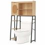 Toilet cabinet with PE rattan doors and adjustable shelf, natural