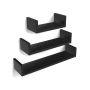 U-shaped wall shelf set of 3, black