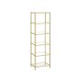 Glass shelf with 6 shelves, gold color