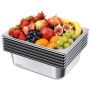 Stainless steel steam pans, 1/2 size, 6 L, set of 6