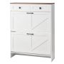 Shoe cabinet with 2 hinged drawers, white, freestanding