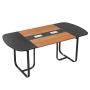 Oval conference table 180 cm, metal legs, 6-8 seats, black-brown
