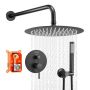 Shower Faucet Set, Rainfall System, 8 Inch Shower Head, Matte Black