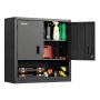Metal wall cabinet, 76 cm, steel, black, with locks and shelf