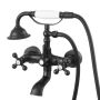 Clawfoot wall-mounted bathroom faucet with hand shower, matte black